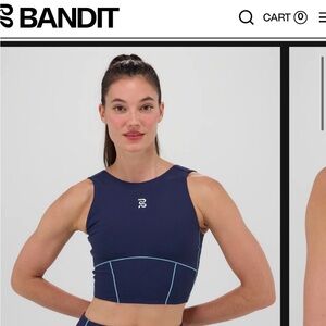 NEW Bandit running top navy blue with light blue stripe size M never worn